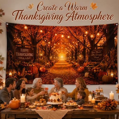 Image of Thanksgiving Decorations - Happy Thanksgiving Backdrop Photography Banner