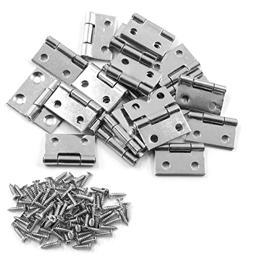 Unlorspy 20 PCS Stainless Steel Folding Butt Hinges 1 inch Silver Square Door Hinges with Screws for Wooden Box Window Wood Home Kitchen Furniture Hardware (25 x 28 x1.2 mm)