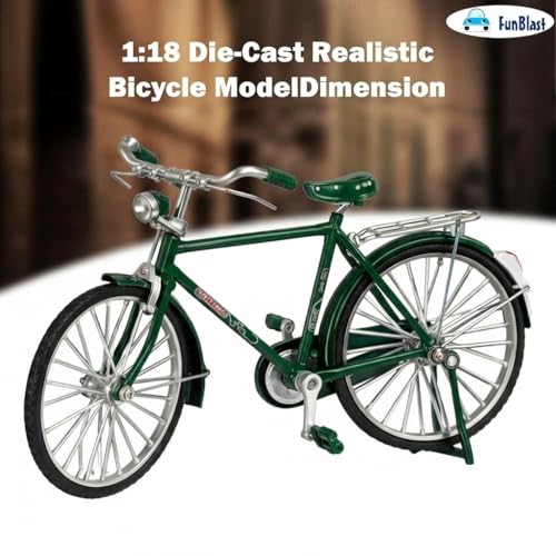 Image of FunBlast Vintage Mini Metal Bicycle - 1:18 Die-Cast Realistic Bicycle Model, Retro Alloy Classical Cycle Toy for Desktop Ornament, Home & Office Decor (Green)