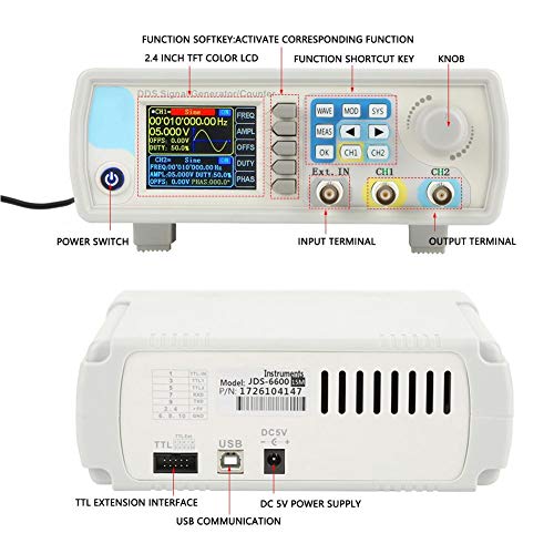 Focket FOCKETI97WS5AQ2P-01 Generator, Jds6600 60Mhz Dds Multi-Functional Function Generator Digital Control Frequency Arbitrary Waveform Generator Counter Frequency Meter Pulse Source Generators thumb #6