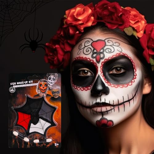 FX Makeup Palette - 4 Color Face & Body Paint for Vampire, Skeleton, Clown, Spider - Halloween Cosplay & Eye Black Sports