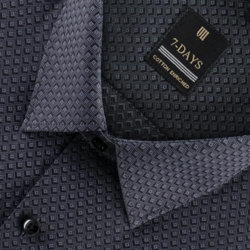 Image of 7-DAYS Premium Men's Formal Shirts - Cotton Rich, Textured Self-Design, Full Sleeve, Regular Fit, Wrinkle Resistant, with Pocket - Perfect for Office