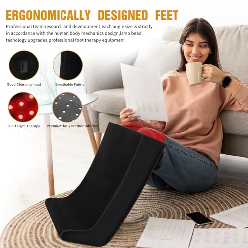 Red-Light-Therapy-for-Feet,Red Light Therapy for Legs Ankle,Infrared Light Therapy Consisting of 420 Dual Wavelength LED,Adjustable Power and Time Controller 30 * 19.7 * 11.8IN - Black