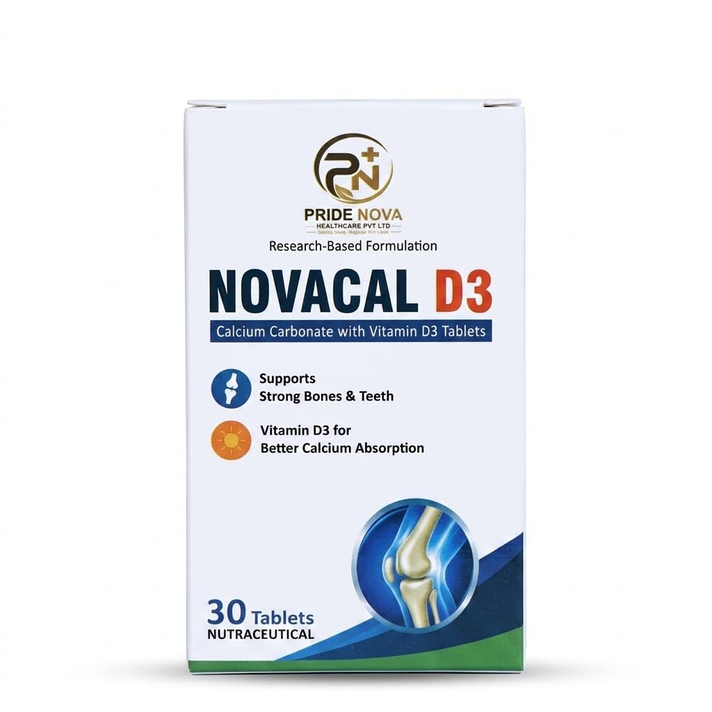NovaCal D3 Calcium Carbonate with Vitamin D3 Tablets | Bone & Teeth Health Support | Daily Calcium & Vitamin D | 30 Tablets-image-31