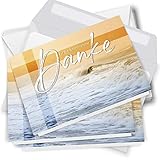 Trauer Danksagungskarten mit Umschlag | Motiv: Meer orange, 10 Stück | Dankeskarten DIN A6 Set | Klappkarten-Trauerkarten Danksagung Danke sagen