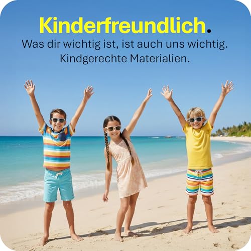 Mausito Sonnenbrille Kinder (3-6 Jahre) UV400 & Kategorie 3 Gläser | Flexible & leichte Bügel aus TPEE & Polycarbonat | Europäisches Design
