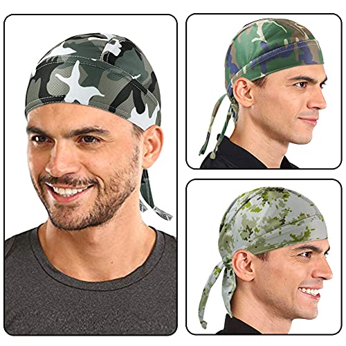 Image of DOCILA 3 Pcs Do Rags for Men Skull Cap Bandana Hat Breathable Helmet Linner Beanie