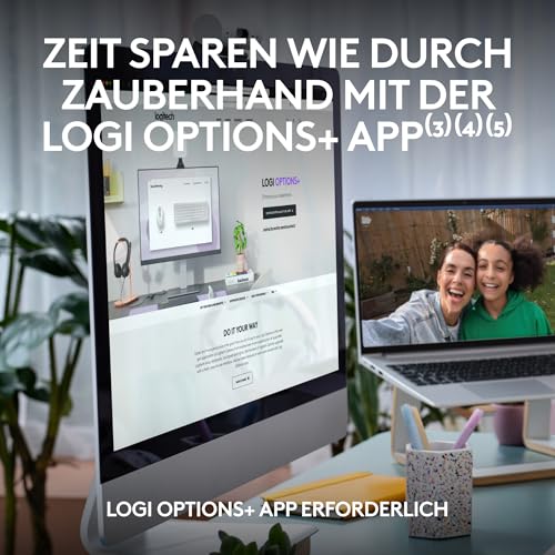 Logitech MK950 Signature Slim kabelloses Tastatur-Maus-Set, schlankes Design, leise tippen, Wechsel zwischen DREI Geräten, Bluetooth, mehrere Betriebssysteme, Windows und Mac, DEU QWERTZ-Layout, Weiß