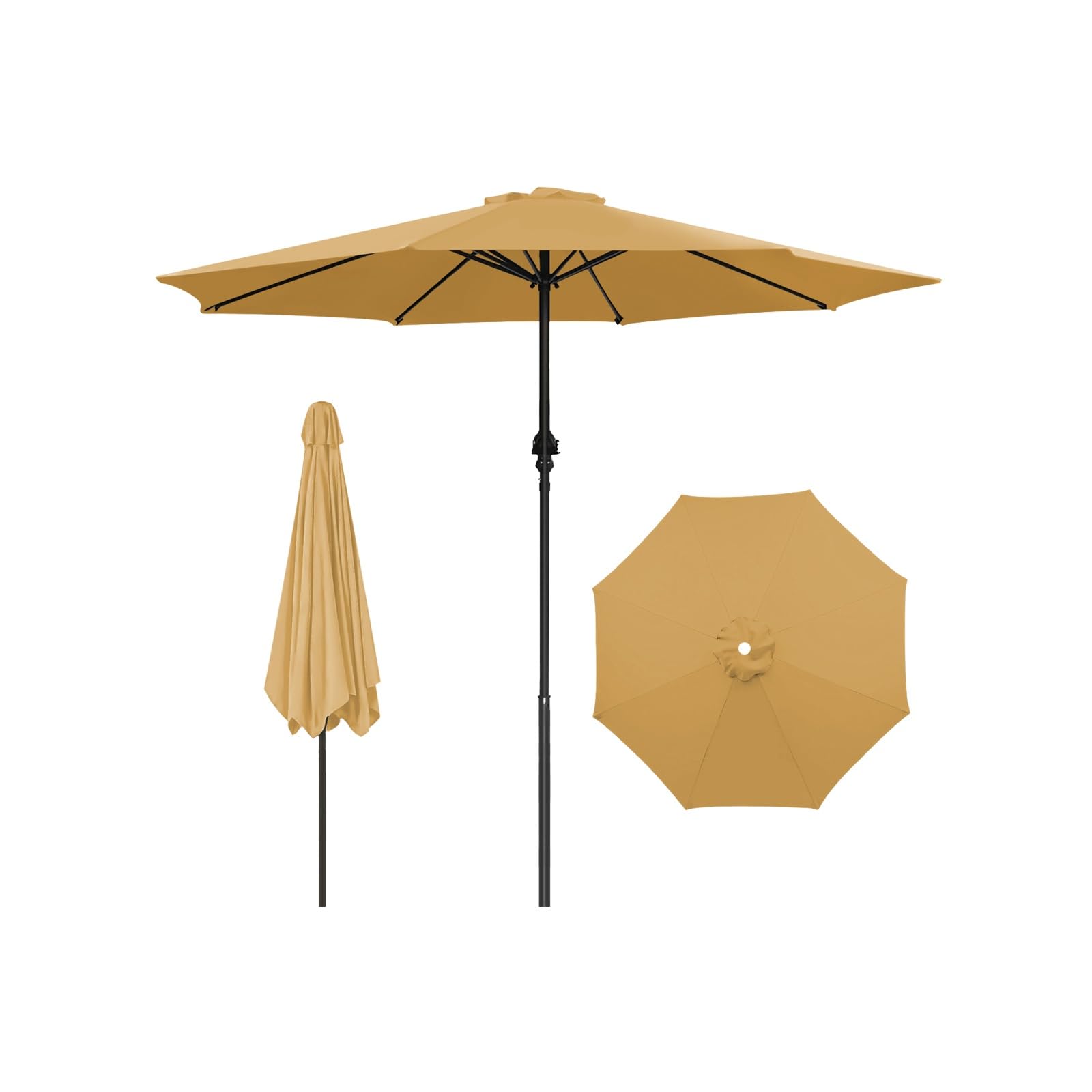 Zewnętrzny parasol ogrodowy z korbą ręczną, 2,7 m / 3,0 m, parasol na taras, na plażę, basen, trawnik, ochrona przed promieniowaniem UV, konstrukcja bez przechylania na podwórko i taras