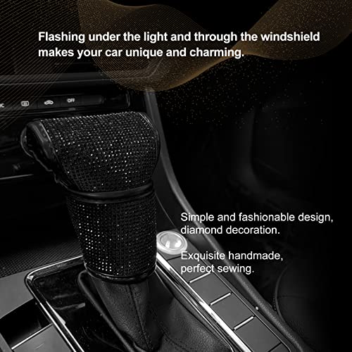 Rboko Auto Gear Shift Knob Cover Bling Car Knob Gear Stick Protector Pu Leather Shift Gear Cover With Bling Interior Accessories Interior Accessories Universal For Suv Truck (Black) #TOP6