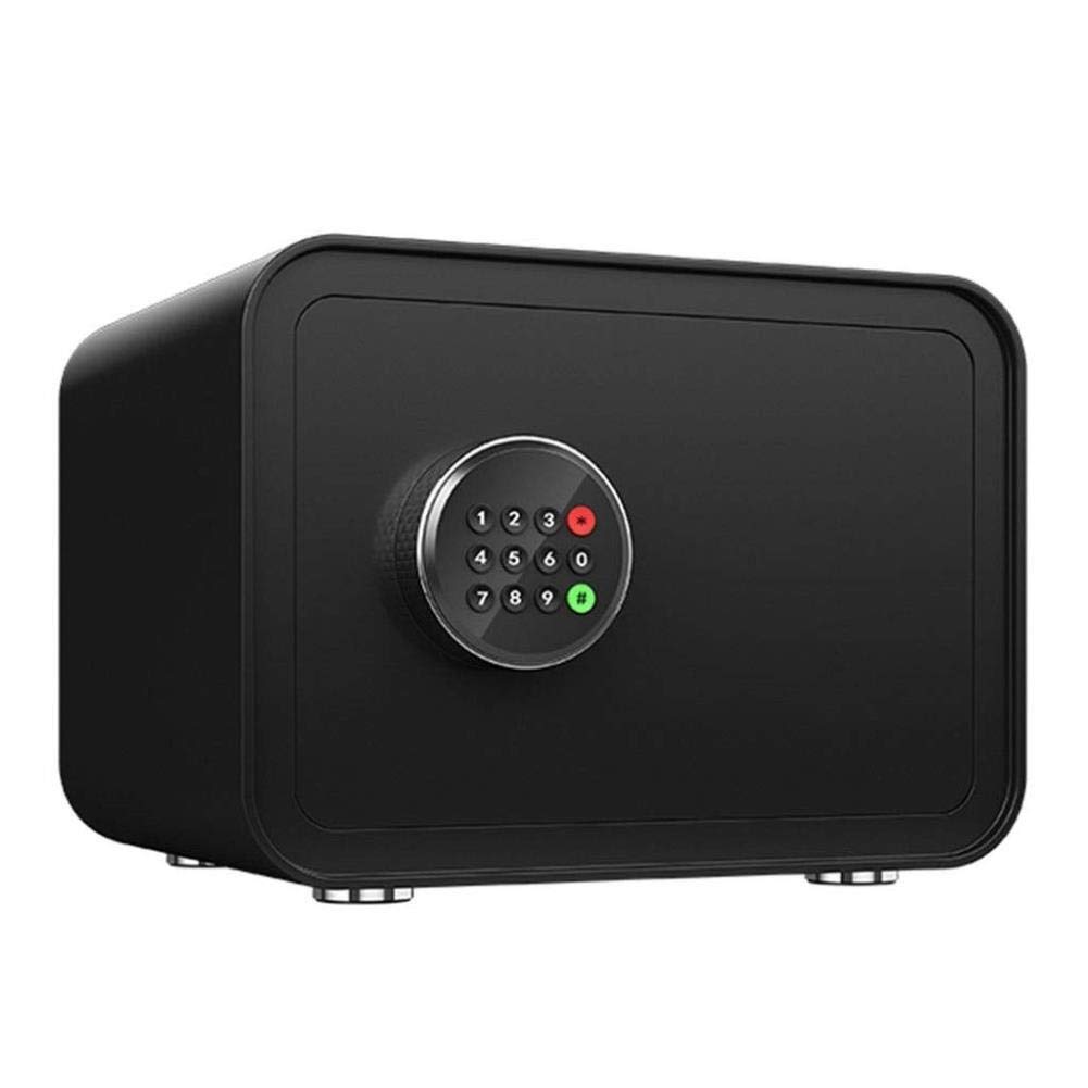 KHAMEOSafe Box, Fireproof Waterproof Safe Deposit Box Digital Electronic Safes, Cash Box, Small Electronic Password Key Cabinet 2 Layers + Alarm System for Office or Home Use, Wall or Flo for