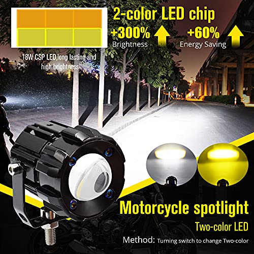 DC8-80V Driving LED Lights 30W Double Color White 6000K High Bean Amber 3000K Low Beam LED Fog Sport Lights with Lens Waterproof for Cars ATV UTV Bike Motorcycle,2-Pack(30W-2Colors) by Vooda - Image 2