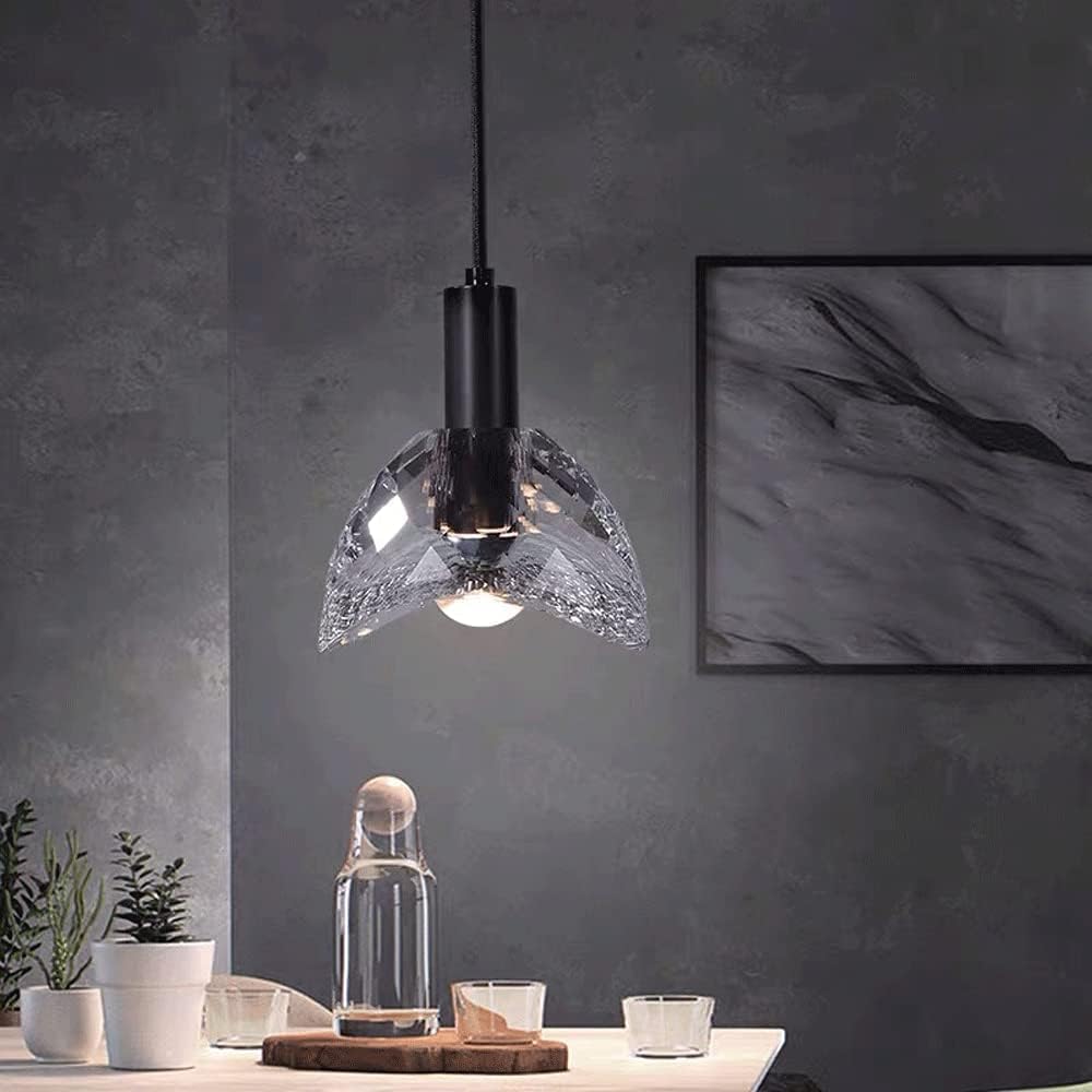 Czarna kryształowa wisząca lampa wisząca Wyspa kuchenna E27 Szklana kula Pojedyncza lampa sufitowa Luksusowy Kreatywny nowoczesny mały żyrandol do sypialni, przejściach i korytarzach, salonie przy