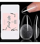 Makartt 504Pcs Soft Gel Nails Pre-buff Full Cover Gelly Tips, Almond Clear Nail Tips Press on Nai...