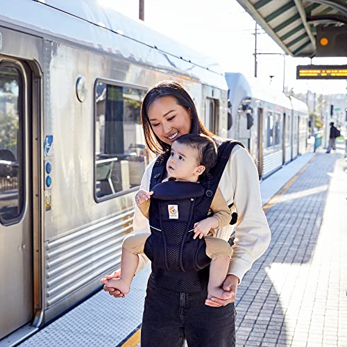 Image of Ergobaby Omni Breeze All Carry Positions Breathable Mesh Baby Carrier with Enhanced Lumbar Support & Airflow (7-45 Lb), Onyx Black