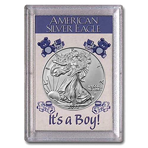 2022 American Silver Eagle in "It's a Boy" Holder Dollar Uncirculated US Mint