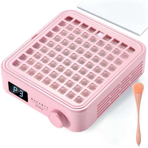 Image of Makartt Professional Nail Dust Collector - Powerful Dust Collector Nail Tech Quite Suction Machine for Acrylic Nails Manicure & Pedicure Salon & Home Use Includes 10pcs Filters & Dust Brush Pink