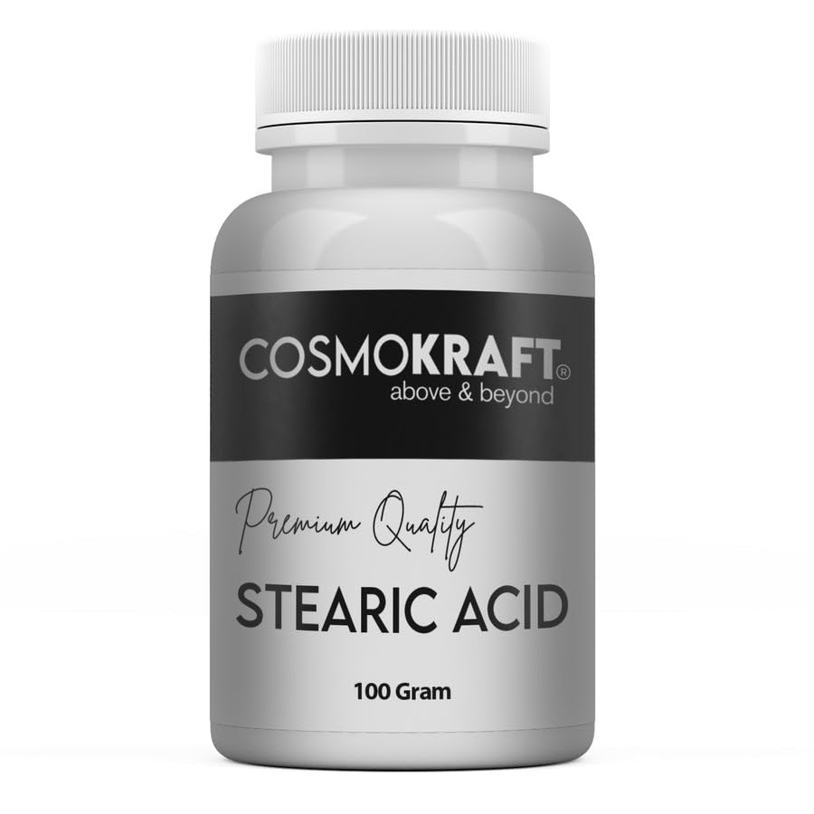 Cosmokraft Stearic Acid 100g Cosmetic Grade for Soap Making, Creams & Lotion Formulation | Thickening & Emulsifying Agent for DIY Skincare & Personal Care