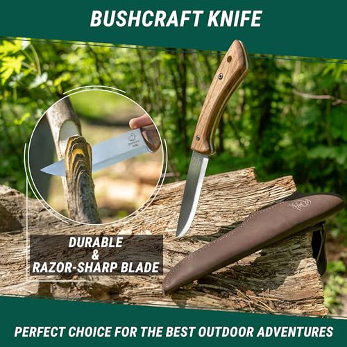 BeaverCraft-Bushcraft-Knife-Fixed-Blade-Knife-with-Leather-Sheath-Camping-Knife-Full-Tang-Knife-Carbon-Steel-Bushcraft-Knives-Bush-Knife-BSH1-Dune