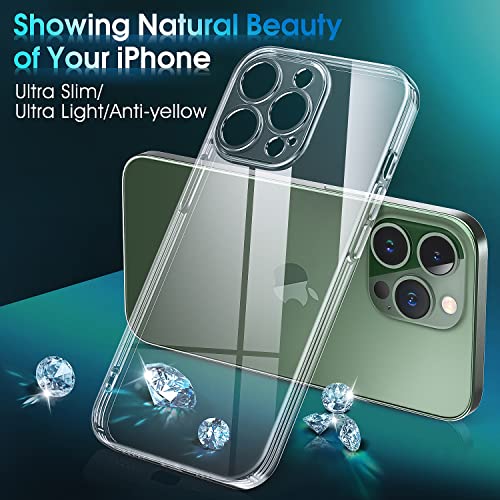Image of Supdeal Crystal Clear Case for iPhone 13 Pro, [Not Yellowing] [Camera Protection] [Military Grade Drop Tested] Transparent Shockproof Protective Soft Silicone Slim Cover, 6.1 inch, Transparent