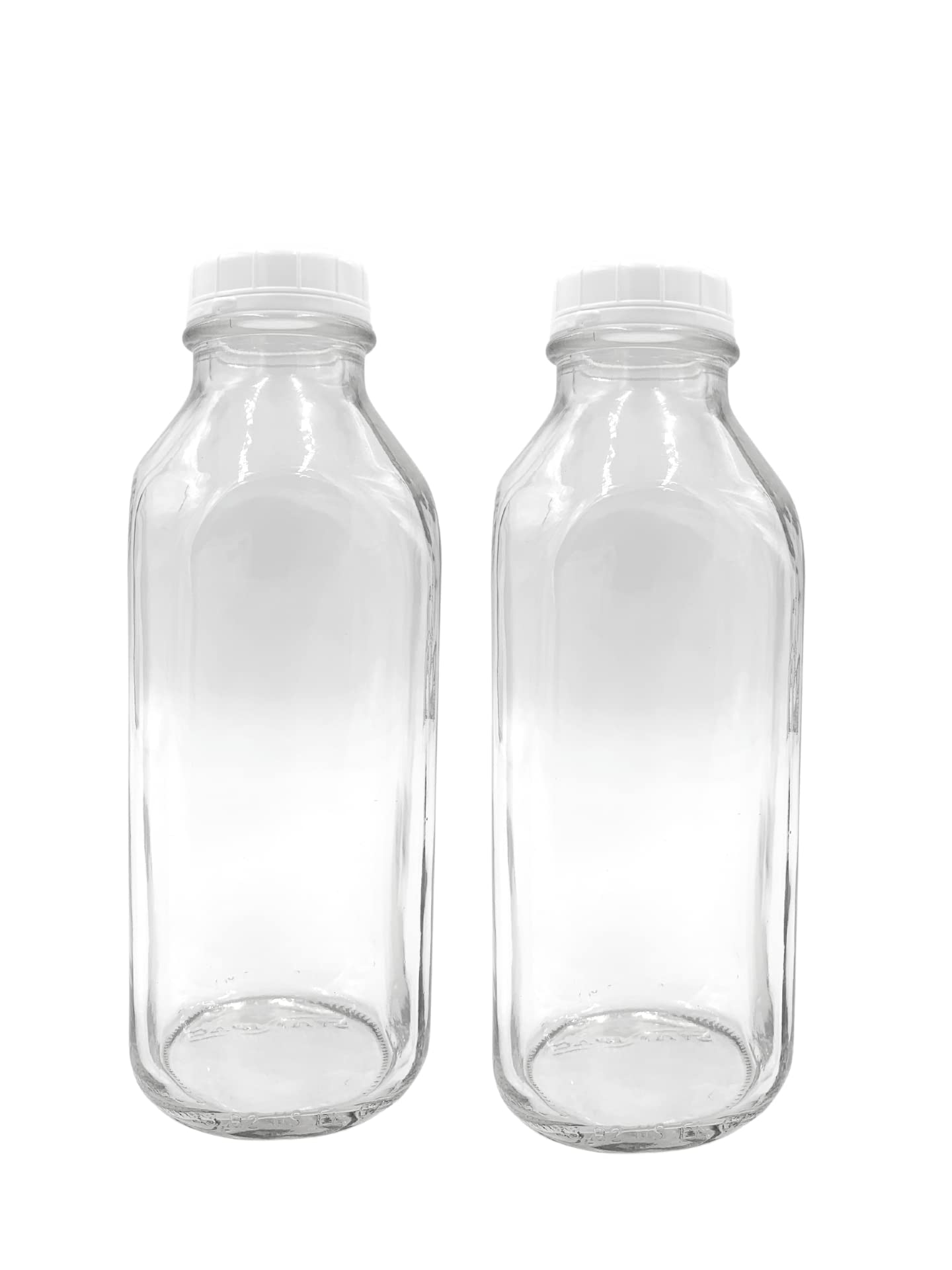 The Dairy Shoppe Glass Milk Bottle, Heavy Glass with Lid, Creamery Style (2, Liter)