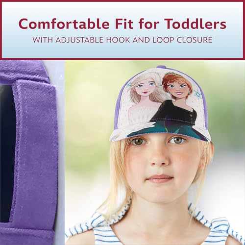 Disney Girls Baseball Cap, Frozen Elsa & Anna Adjustable Toddler 2-4 Or Girl Hats for Kids Ages 4-74