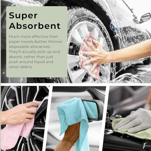 Image of AACHEN Microfiber Cleaning Cloth Roll 25x25 CM (50 Pack) | Washable Reusable Tear Away Towels | Super Absorbent Lint Free Cleaning Cloth for Kitchen, Car, Bike & Home