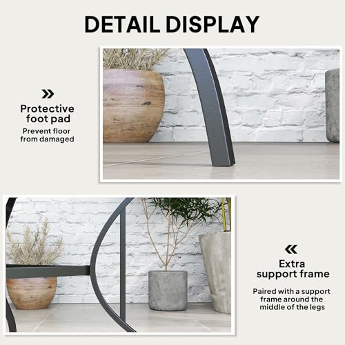 Outsunny 94 x 94 cm Garden Dining Table with Parasol Hole, Square Patio Table with Slatted Metal Plate Top, Dark Grey - Image 6