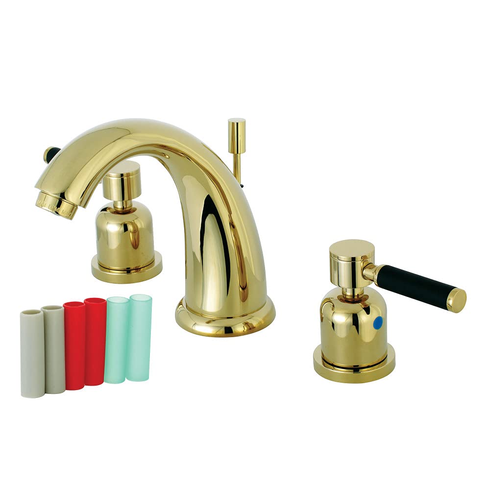 Kingston Brass KB8982DKL Kaiser 8" Widespread Lavatory Faucet with Retail Pop-Up, Polished Brass