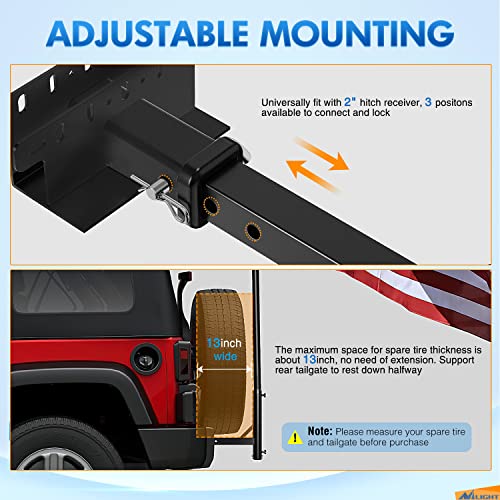 Image of Nilight Hitch Mount Flagpole Holder for 2 Inch Receiver