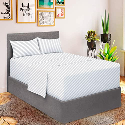 Image of Mellanni Extra Deep Twin Sheets - 3 PC Iconic Collection Bedding | Hotel Luxury, Ultra Soft, Cooling Bed Sheets - Wrinkle, Fade, Stain Resistant (Twin, Pinstripe Gray)