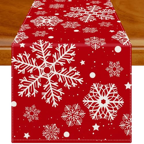 Jayusaror Tischläufer Weihnachten Rot und Weiß Tischdecke...