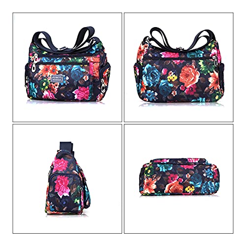 Image of NOTAG Crossbody Bags for Women Nylon Shoulder Bag Floral Multi-Pocket Purses and Handbags