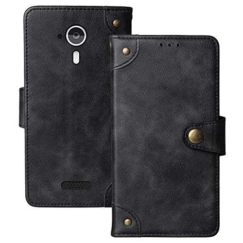 Lankashi Veritable Cuir Housse Téléphone Case TPU Silicone pour WIKO Cink Five Coque Étui Cas Couverture Protecteur Cover Portefeuille Antichoc Cover Case...