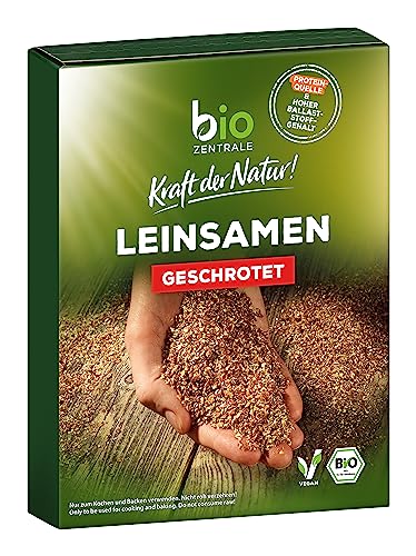biozentrale Leinsamen geschrotet | 200 g Bio Leinsamen | hoher Ballaststoff- und Proteingehalt | zum Verfeinern von Müslis, Brot und mehr