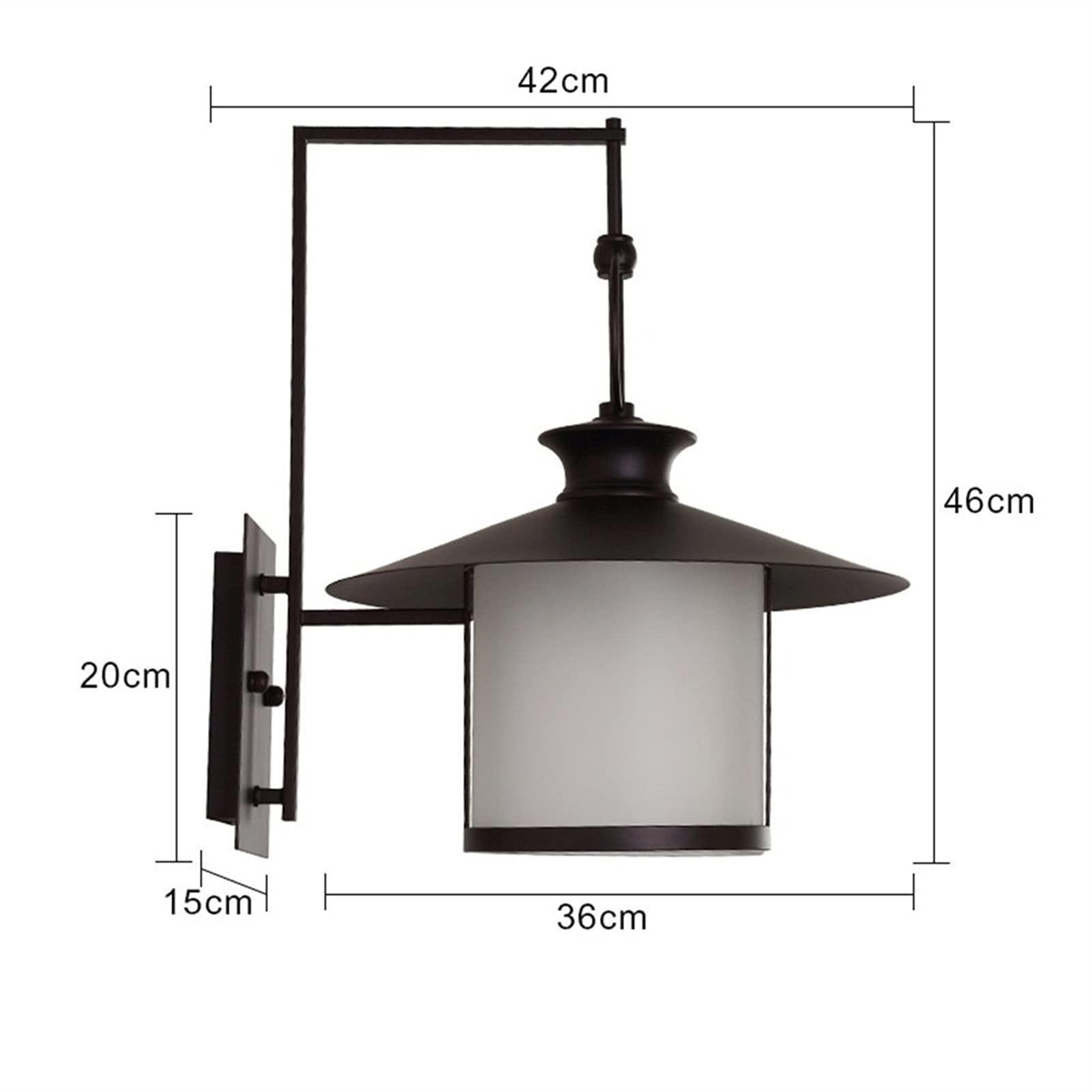 Applique Murale européenne rétro en métal antirouille, Style Vintage, Noire, étanche, luminaire d'extérieur en Verre Edison E27, Compatible avec terrasse, Jardin, Balcon, etc.
