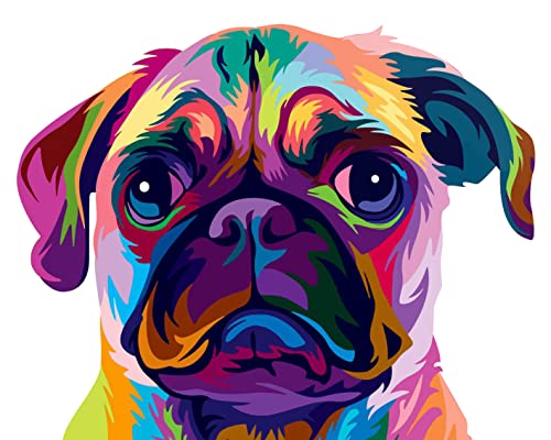 ifymei Peinture par numéro pour enfants et adultes débutants, kit de peinture à l'huile acrylique sur toile, 40,6 x 50,8 cm, chien mignon coloré [sans cadre] Cover