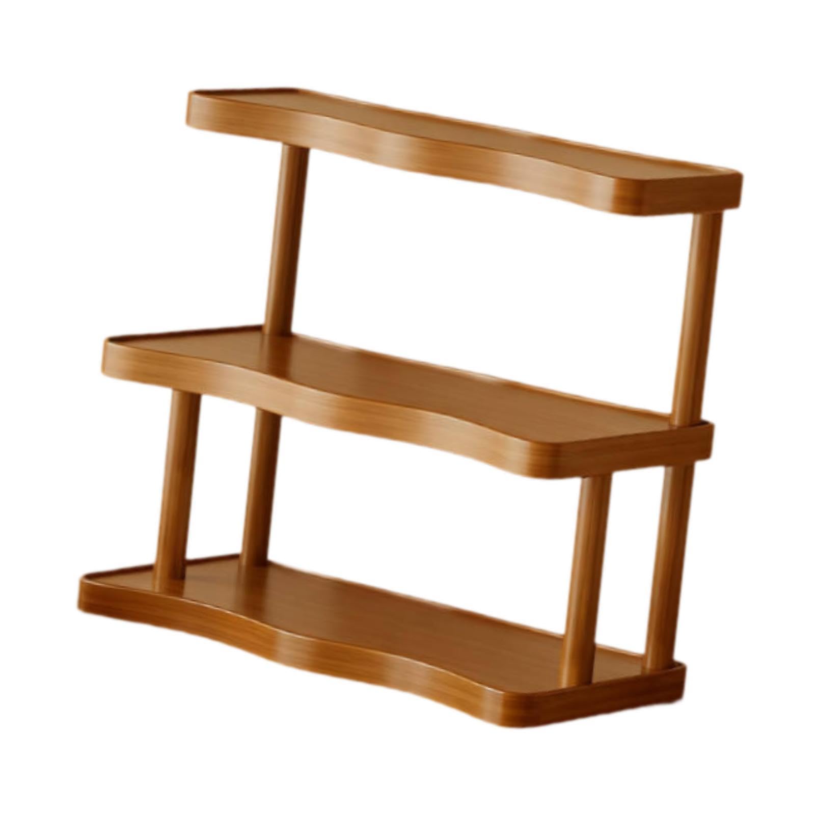 Soporte de Exhibición de 3 Niveles, Estante Elevador de Madera para Colecciones de Perfumes, Organizador Seguro con Borde Elevado, Adecuado para Encim, 50cm