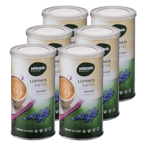 Café de lupin Naturata instantané - Alternative sans caféine bio pour le matin | Lot de 6 x 100g