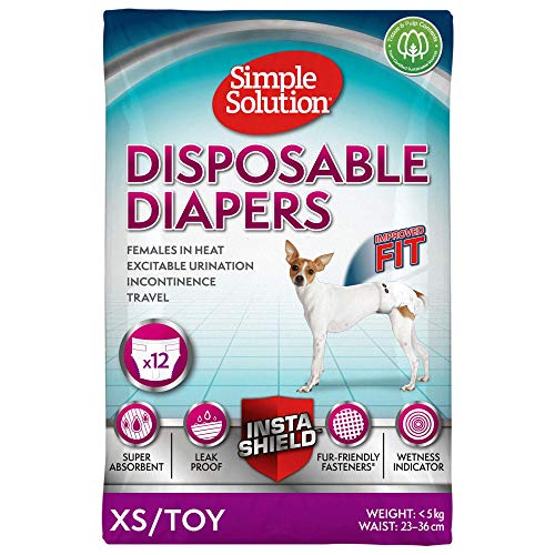 Simple Solution Disposable Dog Diapers for Female Dogs | Super Absorbent Leak-Proof Fit | XS | 12 Count
