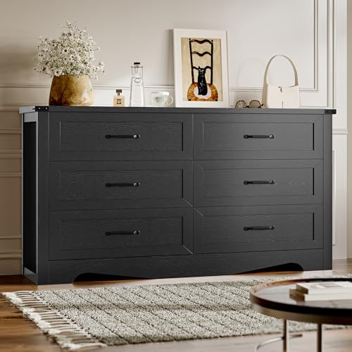 BORNOON 6-Drawer Dresser for Bedroom, Modern Wooden Chest of Drawers with Metal Handles,...