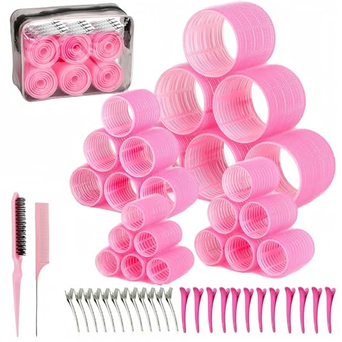 Tubos para Cabello 51 pzs 4 Tamaños 25mm 36mm 48mm 60mm con Clips Incluidos, Rulos Profesionales para...