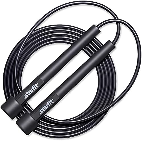 STARFIT Lightweight Jump Rope for Fitness and Exercise - Adjustable Jump Ropes with Plastic Handles - Tangle-Free Skipping Rope for Crossfit, Gym, Cardio and Endurance Training - Jumping Rope for Workout (Black)