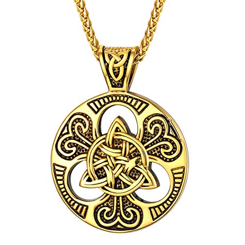 U7 Viking Pendant Necklace Stainless Steel/18K Gold Plated Celtic Thor's Hammer Pendant Necklaces Viking Jewelry Gift for Men