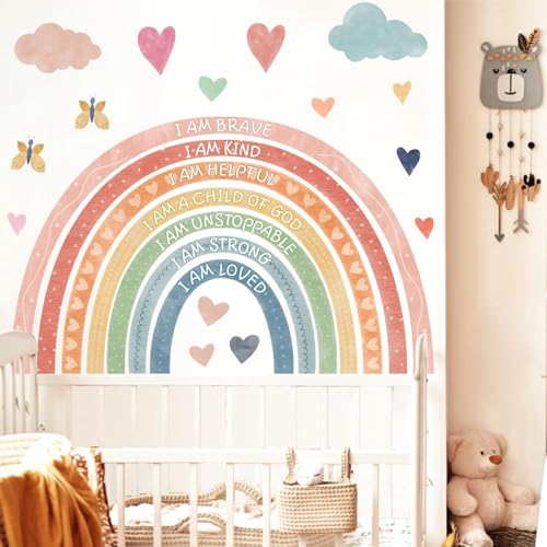 Vinilo Decorativo Arcoíris Boho con Frases Inspiradoras 20.6x34" miniatura 2