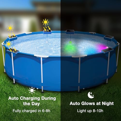 2 Stück Solar Poolbeleuchtung Licht, Solarbetriebene Unterwasser LED Pool Lichter mit Fernbedienung, IP68 Wasserdichte Schwimmbad Beleuchtung 16 Farben, für Oberirdische, Unterirdische Pool, Teich