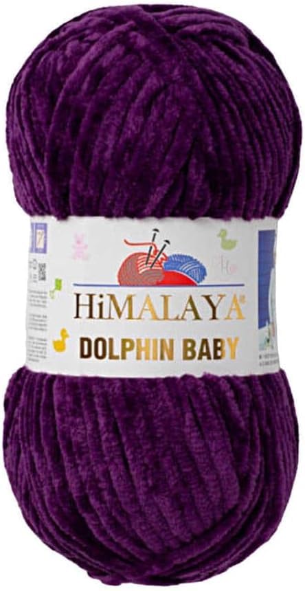 Himalaya Dolphin Baby Yarn Each Skein 100gr 120m Super Bulky Yarn for Knitting&Crocheting Ideal for Cardigans Shawls Blankets Hats and Home Textiles (1, 80328 Purple) — image 1