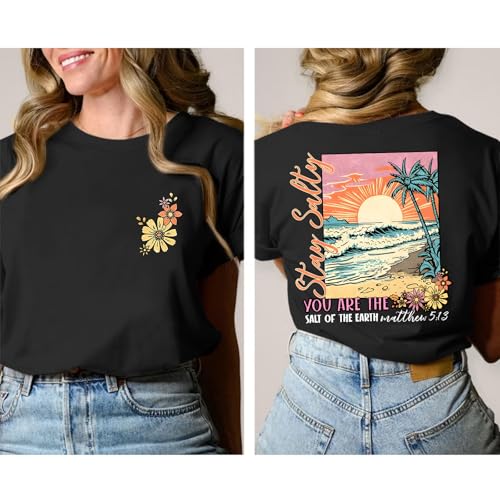 Christian Bible Verse Religious Shirt for Women Faith Inspirational Tshirt Jesus Beach Floral Graphic Tee4