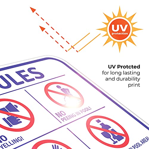 Cartel de reglas para piscina de aluminio 12x18 pulgadas miniatura 7