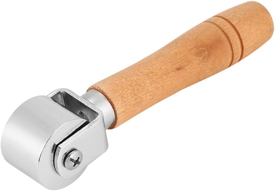 TOPINCN Leatherworking Roller Leather Press Roller Leathercraft Wooden Handle Carbon Steel Rolling Tool Leather Glue Roller Metal Roll for Leathercrafting Working (100mm)